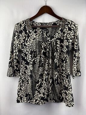 Women’s Rafaella Small Black & White Animal Print Blouse